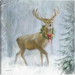 Woodland Holiday Deer Canvas Art Print Christmas Art & Wall Decor