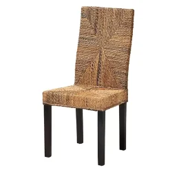 Kirklands Home Dining Chairs|Woven Banana Fiber and Mahogany Dining Chair Tan