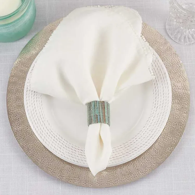 Kirklands Home Table Linens|Woven Minty 4-pc. Napkin Ring Set