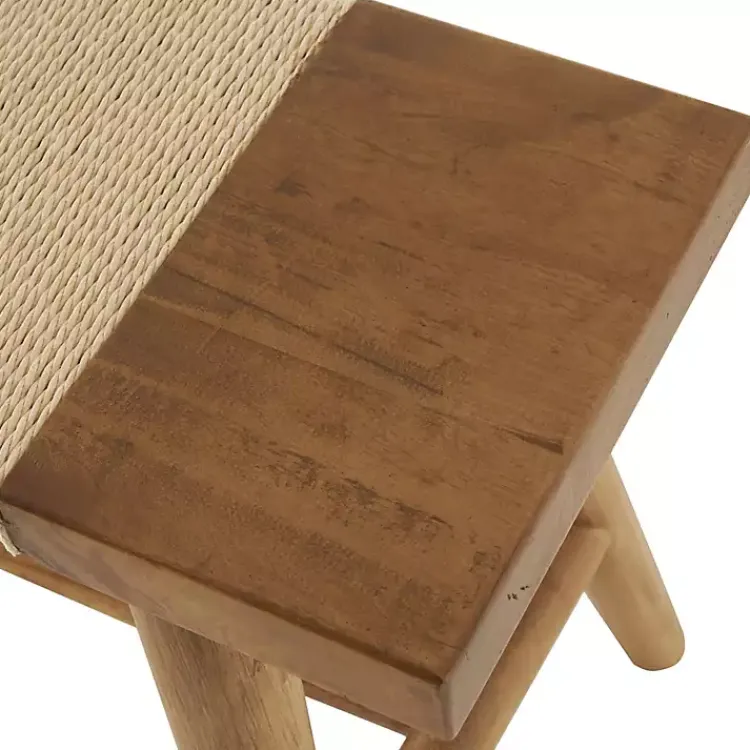 Kirklands Home Benches & Ottomans|Woven Rope Narrow Wood Bench Tan