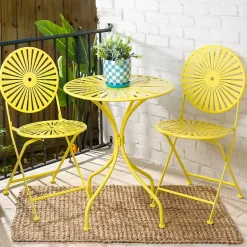 Kirklands Home Outdoor Sets|Sunburst Metal 3-pc. Outdoor Bistro Set Yellow