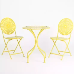 Kirklands Home Outdoor Sets|Sunburst Metal 3-pc. Outdoor Bistro Set Yellow