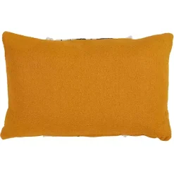Yellow Wave Stitched Fringe Lumbar Pillow Pillows