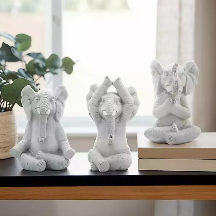 Sale Yoga Elephant Statues, Set of 3 Statues & Figurines
